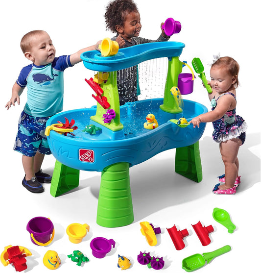 Step2 Rain Showers Splash Pond Toddler Water Table, Kids Water and Sand