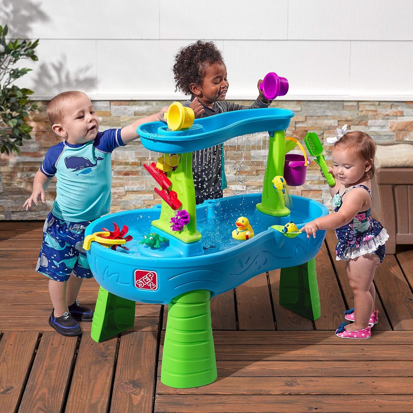 Step2 Rain Showers Splash Pond Toddler Water Table, Kids Water and Sand